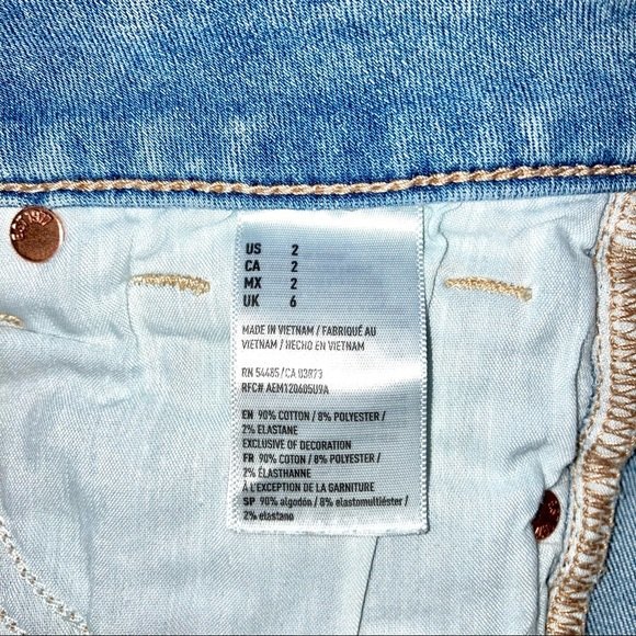 American Eagle Denim “Shortie” Distressed Jean Shorts Size 2 - Picture 5 of 7